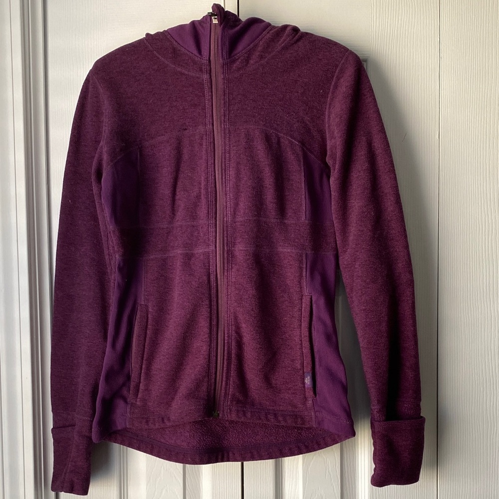 Prana Deep Plum Hooded Zip Fleece Jacket